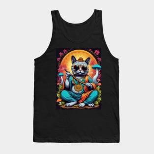 Psychedelic Techno Cat - Catsondrugs.com - cat, kitten, kitty, cats, cute, animal, pet, funny, black cat, pets, meme, pack, animals, kittens, feline Tank Top